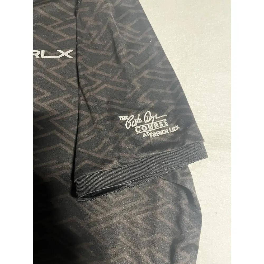 Ralph Lauren RLX Golf Polo Mens XL Black Pete Dye French Lick Geometric Shirt